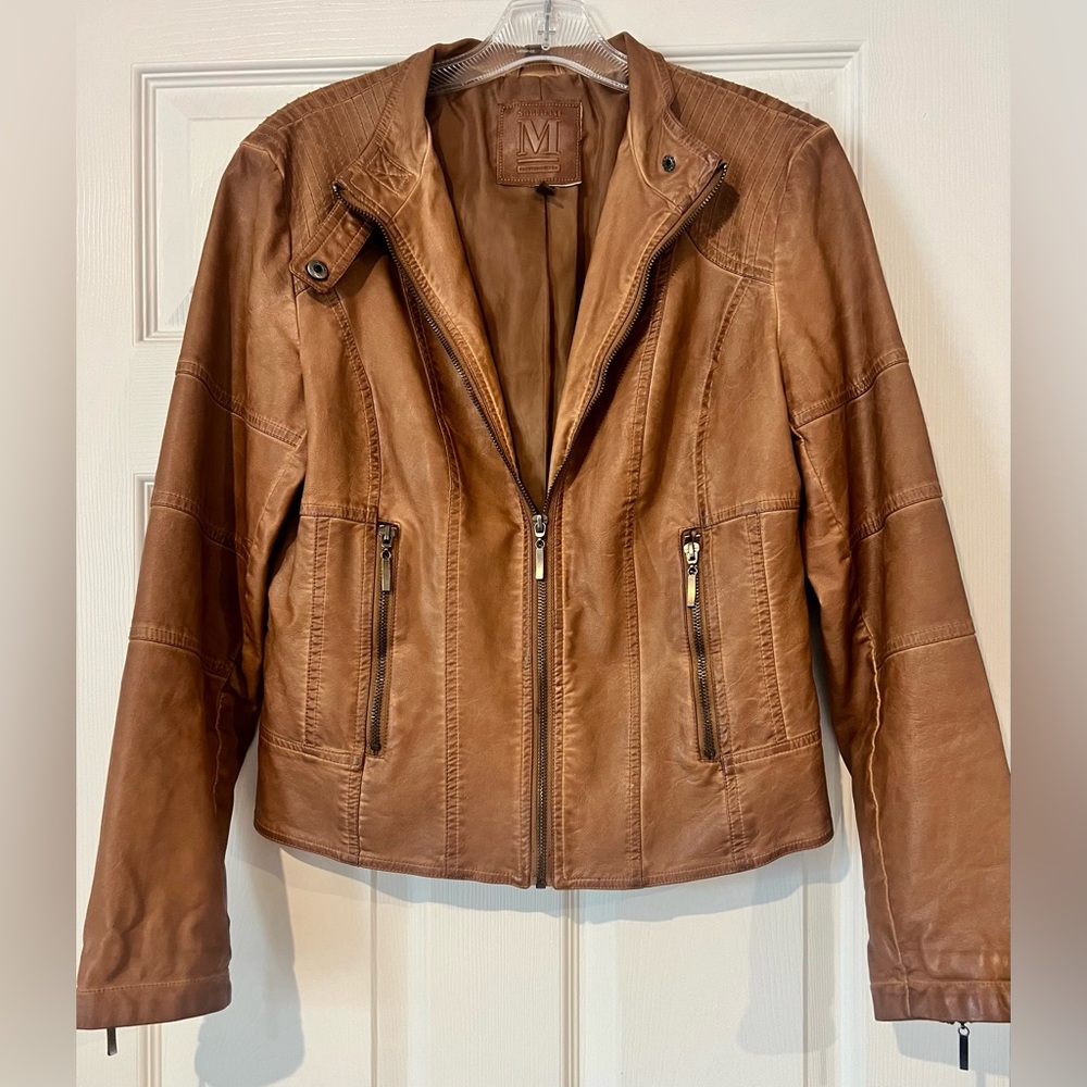 Mac Studios - Brown Faux Leather Jacket